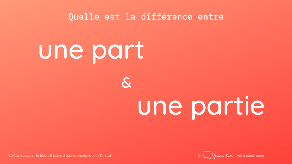 Quelle différence entre les mots français part et partie