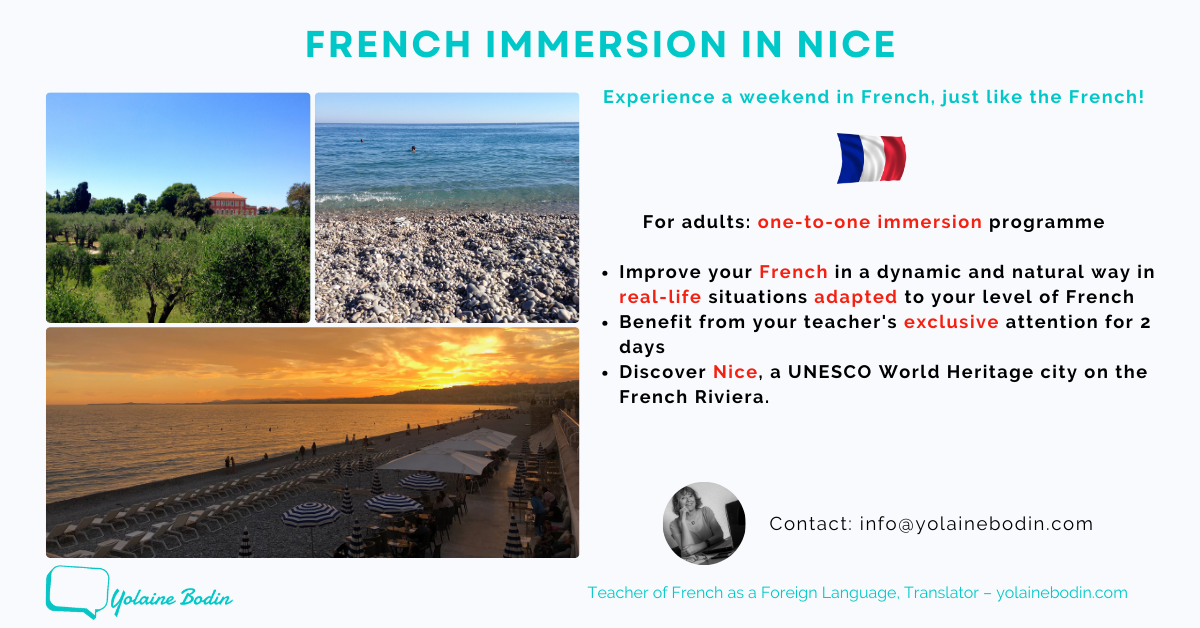 Visual presentation of French immersion weekends in Nice – Yolaine Bodin